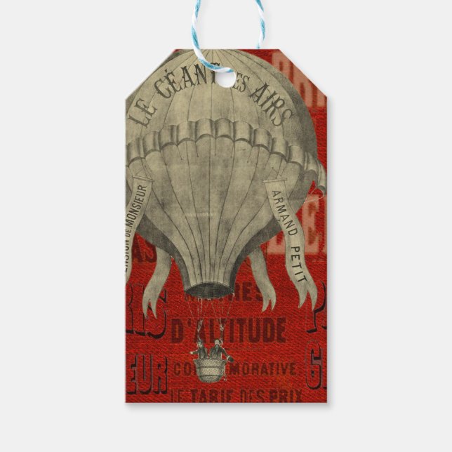 Steampunk Hot Air Ballon Ride Graphic Schriftartes Geschenkanhänger (Vorderseite)