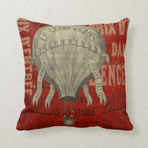 Steampunk Hot Air Ballon Ride Graphic Schriftartes Kissen