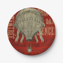 Steampunk Hot Air Ballon Ride Graphic Schriftartes Pappteller