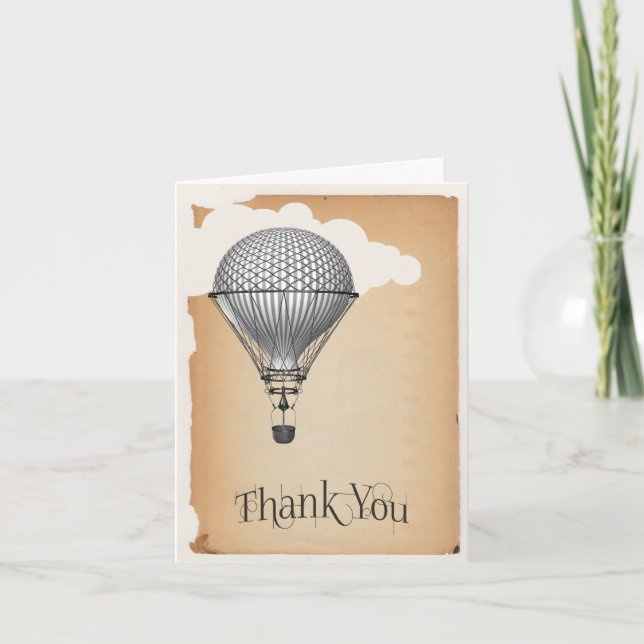 Steampunk Hot Air Balloon Wedding Danke (Vorderseite)