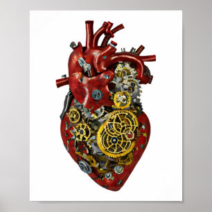 Steampunk Human Heart Anatomic Art Poster