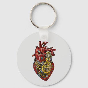 Steampunk Human Heart Anatomie Sci Fi Kunst Schlüsselanhänger