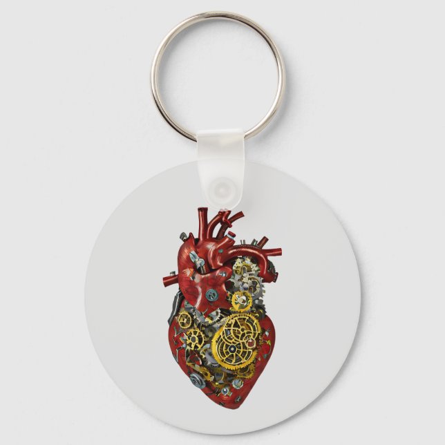 Steampunk Human Heart Anatomie Sci Fi Kunst Schlüsselanhänger (Vorderseite)
