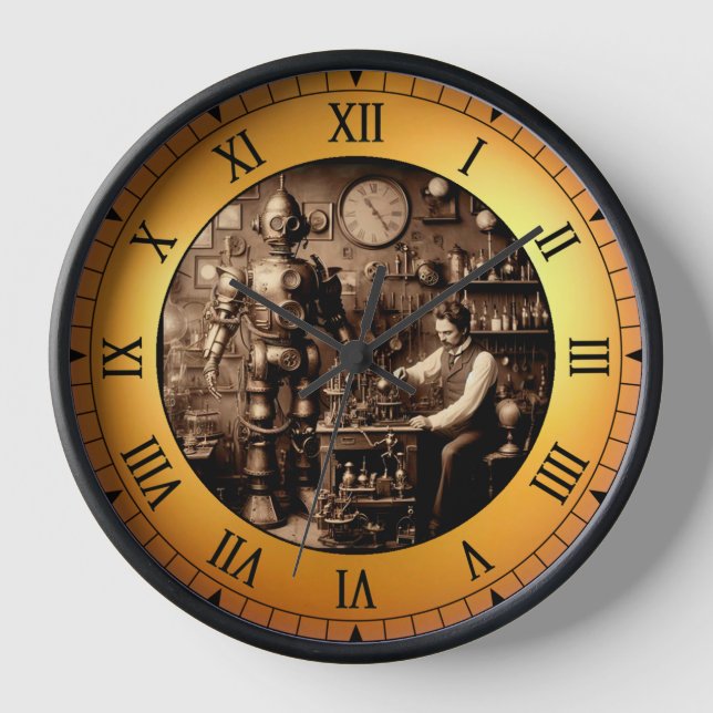 Steampunk Humanoid Mechanischer Roboter Uhr (Vorderseite)