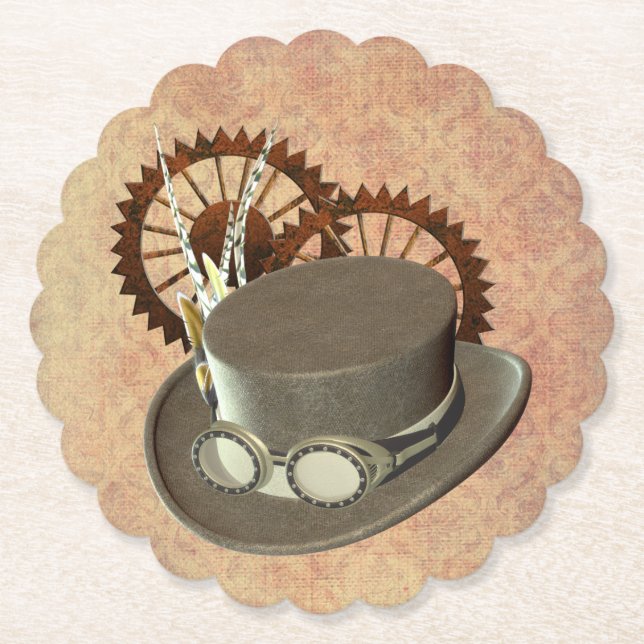 Steampunk-Hut und Gears Untersetzer (Vorderseite)