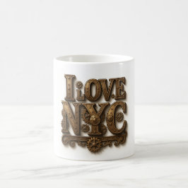 Steampunk "I Love NYC" – Vintage. Kaffeetasse