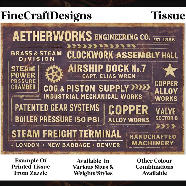 Steampunk Industrial Typography Sign FA4 Decoupage Seidenpapier (Von Creator hochgeladen)