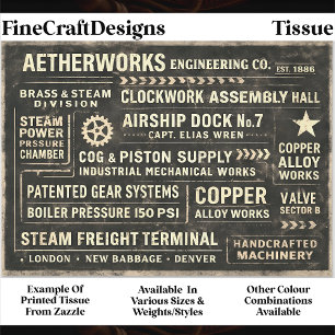 Steampunk Industrie-Typografie-Schild FA5 Découpag Seidenpapier