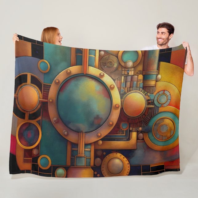 Steampunk Industrielle Geometrie-Kunst Fleecedecke (Beispiel)