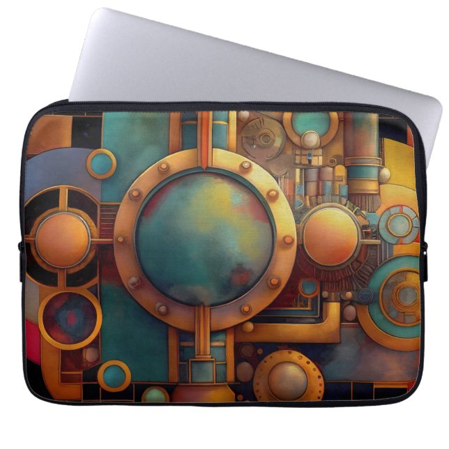 Steampunk Industrielle Geometrie-Kunst Laptopschutzhülle (Vorderseite)
