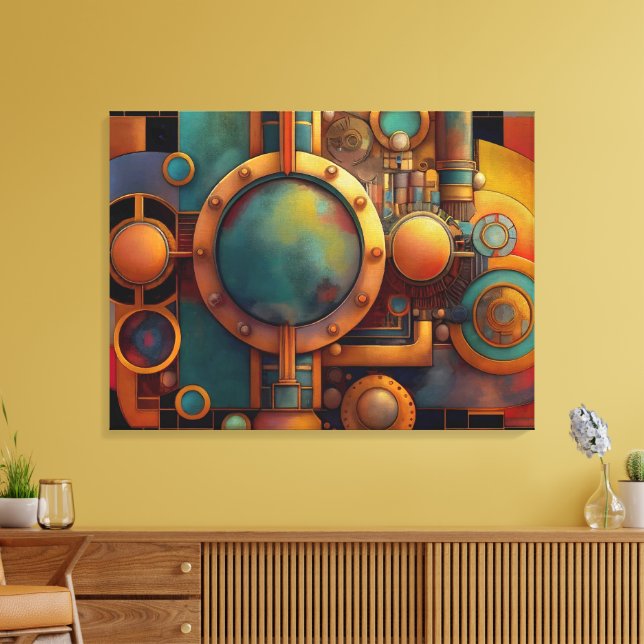 Steampunk Industrielle Geometrie-Kunst Leinwanddruck (Insitu (Wohnzimmer))