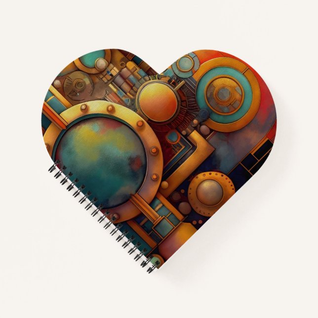 Steampunk Industrielle Geometrie-Kunst Notizbuch (Vorderseite)