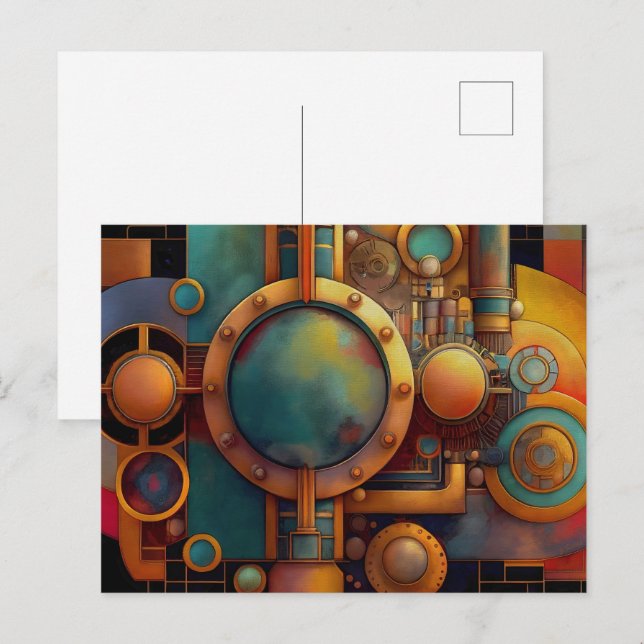 Steampunk Industrielle Geometrie Kunst Postkarte (Vorne/Hinten)