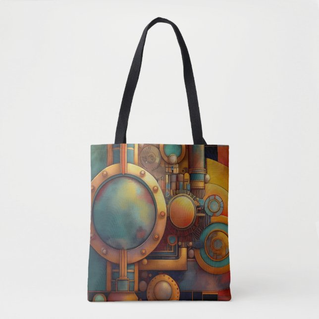 Steampunk Industrielle Geometrie-Kunst Tasche (Vorderseite)