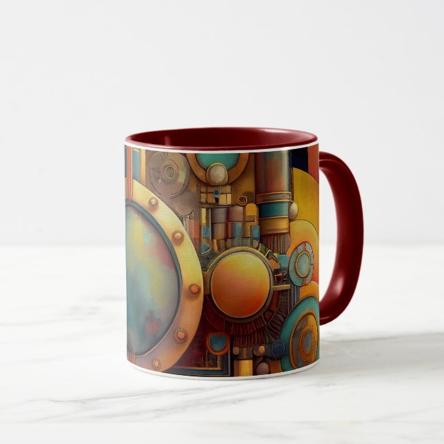 Steampunk Industrielle Geometrie-Kunst Tasse (VorderseiteRechts)