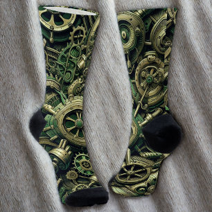 Steampunk Industrielle Grüne Uhrwerkszahnräder Socken