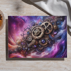 Steampunk Industrielle Uhrwerk Purpur und Rosa Seidenpapier