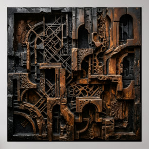 Steampunk-Industriemaschinenplakat Poster