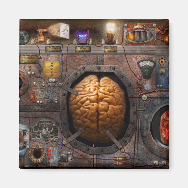 Steampunk - Informationsüberlastung Magnet (Vorne)
