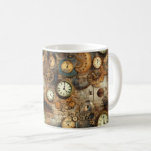 Steampunk-Ingenieursplan Braun Messing Kaffeetasse