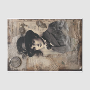 Steampunk-inspiriert Mixed-Media-Portrait Seidenpapier