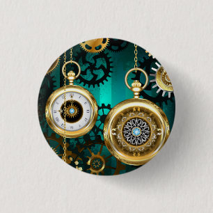 Steampunk Jewelry Watch, wir haben Green Backgroun Button