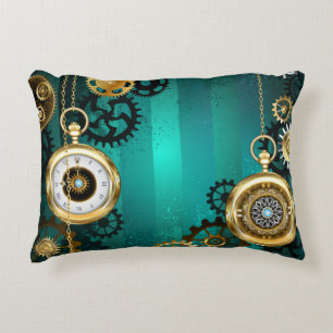 Steampunk Jewelry Watch, wir haben Green Backgroun Dekokissen