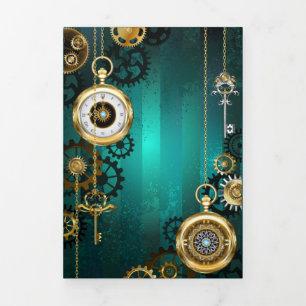 Steampunk Jewelry Watch, wir haben Green Backgroun Dreifach Gefaltete Karte