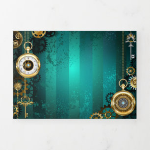 Steampunk Jewelry Watch, wir haben Green Backgroun Dreifach Gefaltete Karte