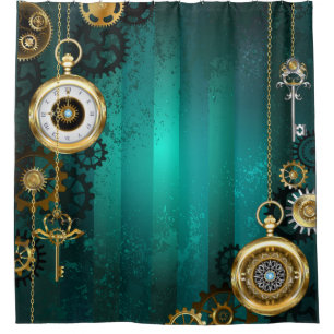 Steampunk Jewelry Watch, wir haben Green Backgroun Duschvorhang