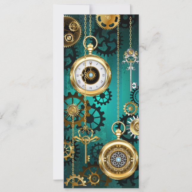 Steampunk Jewelry Watch, wir haben Green Backgroun Einladung (Vorderseite)