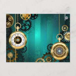 Steampunk Jewelry Watch, wir haben Green Backgroun Einladungspostkarte