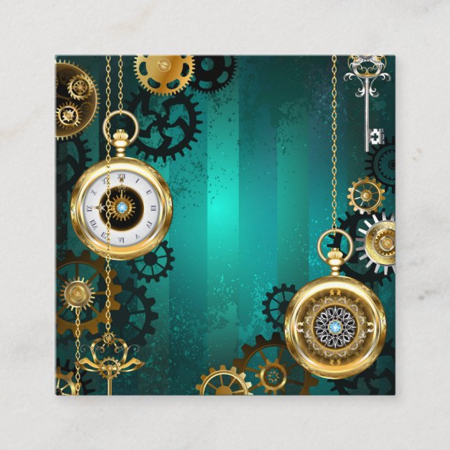 Steampunk Jewelry Watch, wir haben Green Backgroun Empfehlungskarte (Vorderseite)