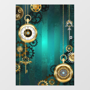 Steampunk Jewelry Watch, wir haben Green Backgroun Fensteraufkleber