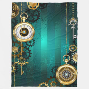 Steampunk Jewelry Watch, wir haben Green Backgroun Fleecedecke