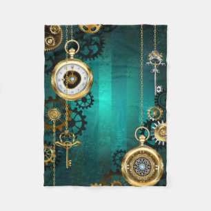 Steampunk Jewelry Watch, wir haben Green Backgroun Fleecedecke