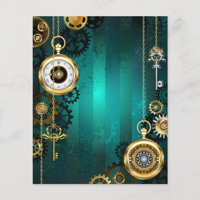 Steampunk Jewelry Watch, wir haben Green Backgroun Flyer (Vorne)