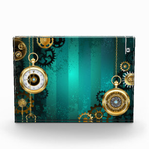 Steampunk Jewelry Watch, wir haben Green Backgroun Fotoblock