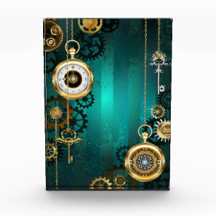 Steampunk Jewelry Watch, wir haben Green Backgroun Fotoblock