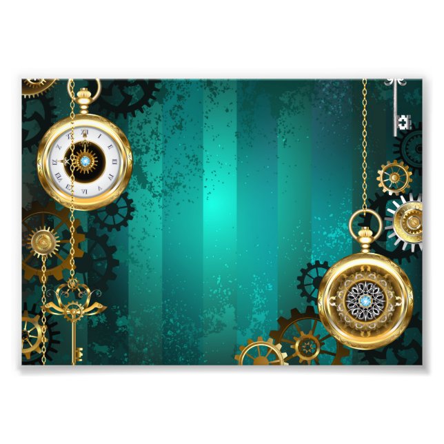 Steampunk Jewelry Watch, wir haben Green Backgroun Fotodruck (Vorne)