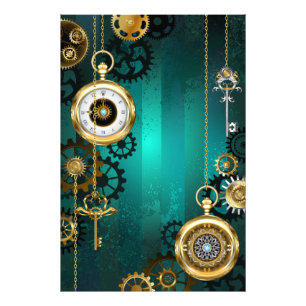 Steampunk Jewelry Watch, wir haben Green Backgroun Fotodruck