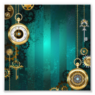 Steampunk Jewelry Watch, wir haben Green Backgroun Fotodruck