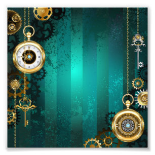 Steampunk Jewelry Watch, wir haben Green Backgroun Fotodruck