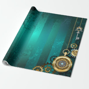 Steampunk Jewelry Watch, wir haben Green Backgroun Geschenkpapier
