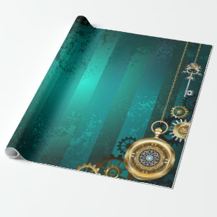 Steampunk Jewelry Watch, wir haben Green Backgroun Geschenkpapier