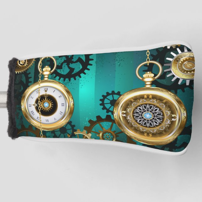 Steampunk Jewelry Watch, wir haben Green Backgroun Golf Headcover (Vorderseite)