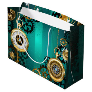 Steampunk Jewelry Watch, wir haben Green Backgroun Große Geschenktüte