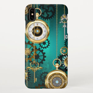 Steampunk Jewelry Watch, wir haben Green Backgroun iPhone Hülle