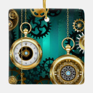 Steampunk Jewelry Watch, wir haben Green Backgroun Keramikornament