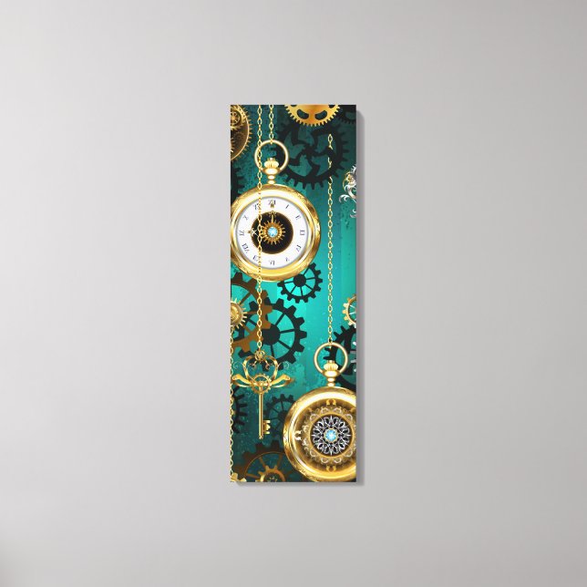 Steampunk Jewelry Watch, wir haben Green Backgroun Leinwanddruck (Vorderseite)